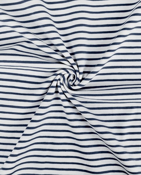 Baumwolljersey marine Streifen